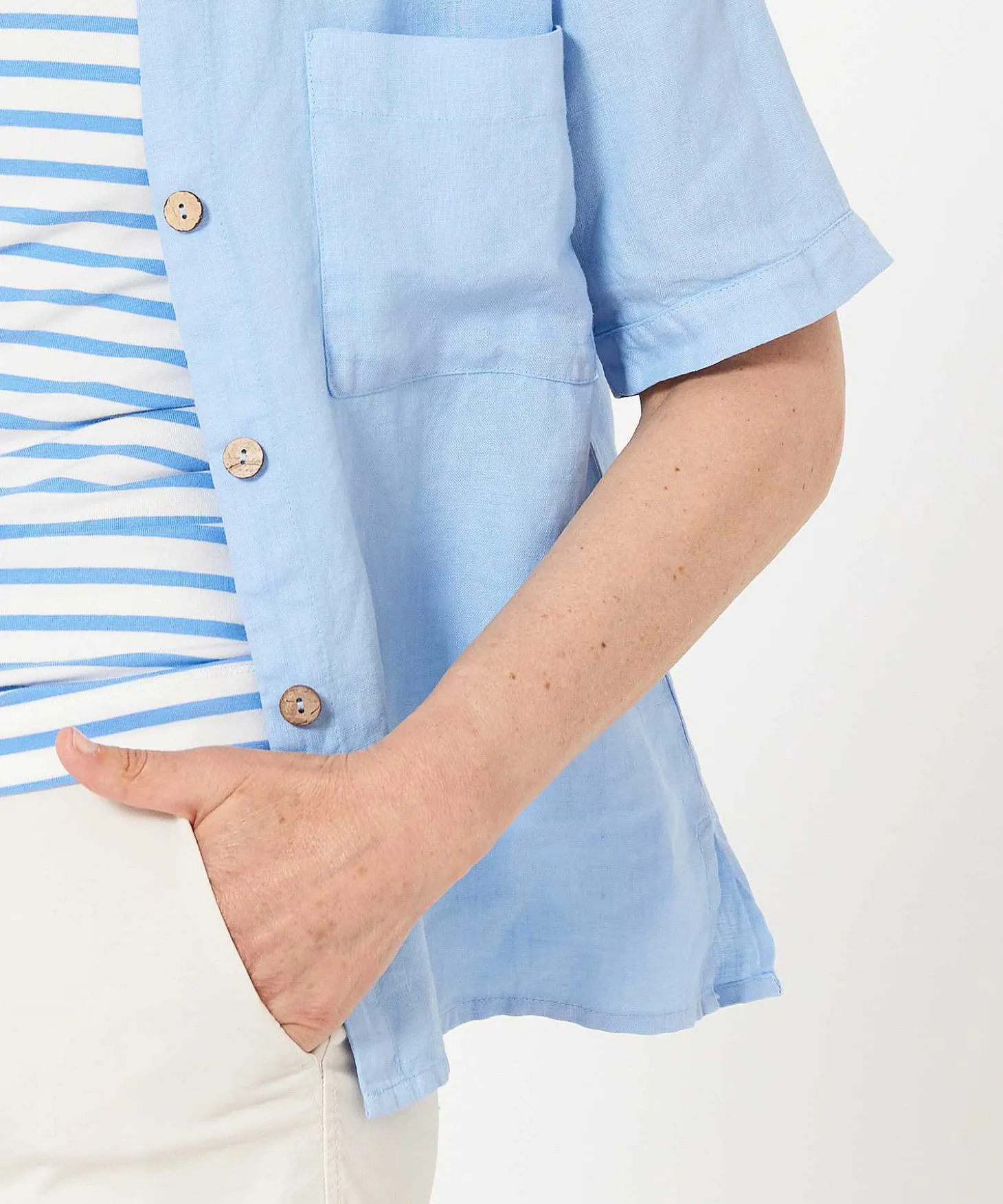 Linnen Blouse Korte Mouw