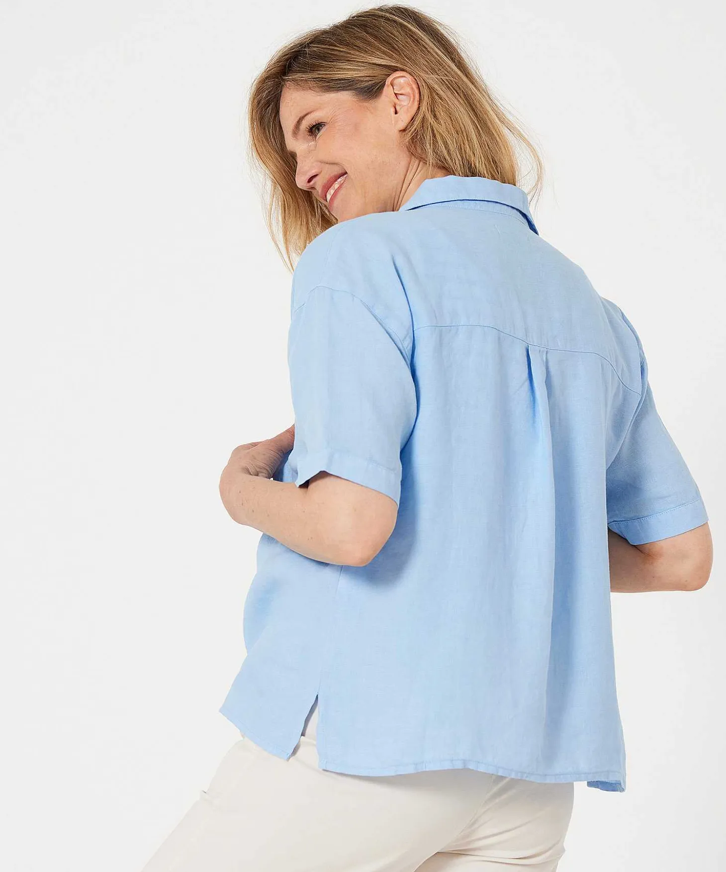 Linnen Blouse Korte Mouw