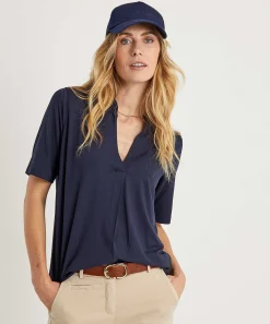Shirt Met V-Hals Plooi