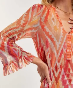 Ana Alcazar Mesh Jurk Ikatprint Kraaltjes