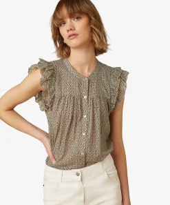Beaumont Mouwloze Blouse Grafische Print