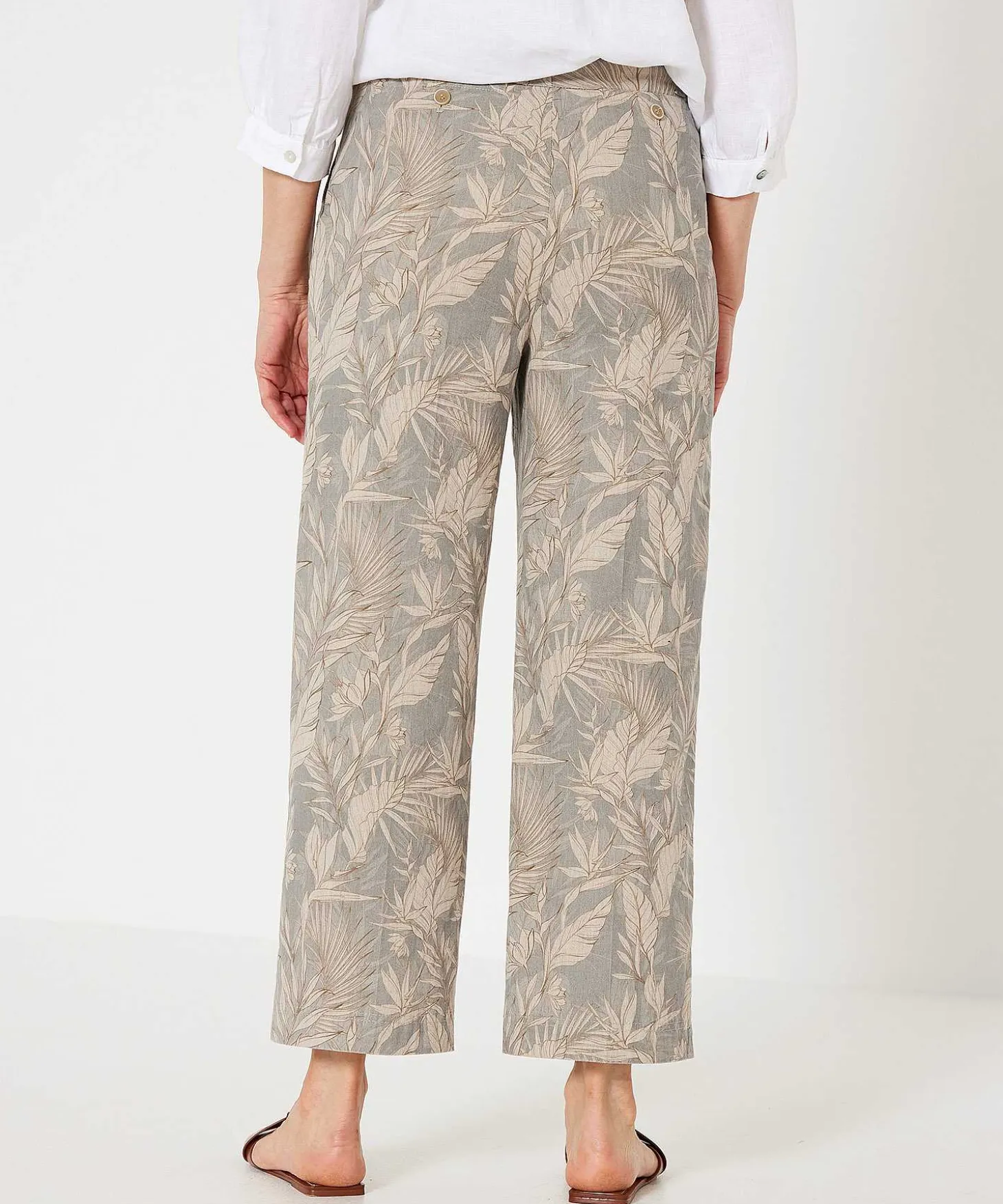 Brax Linnenmix Cropped Broek Bladprint Maine