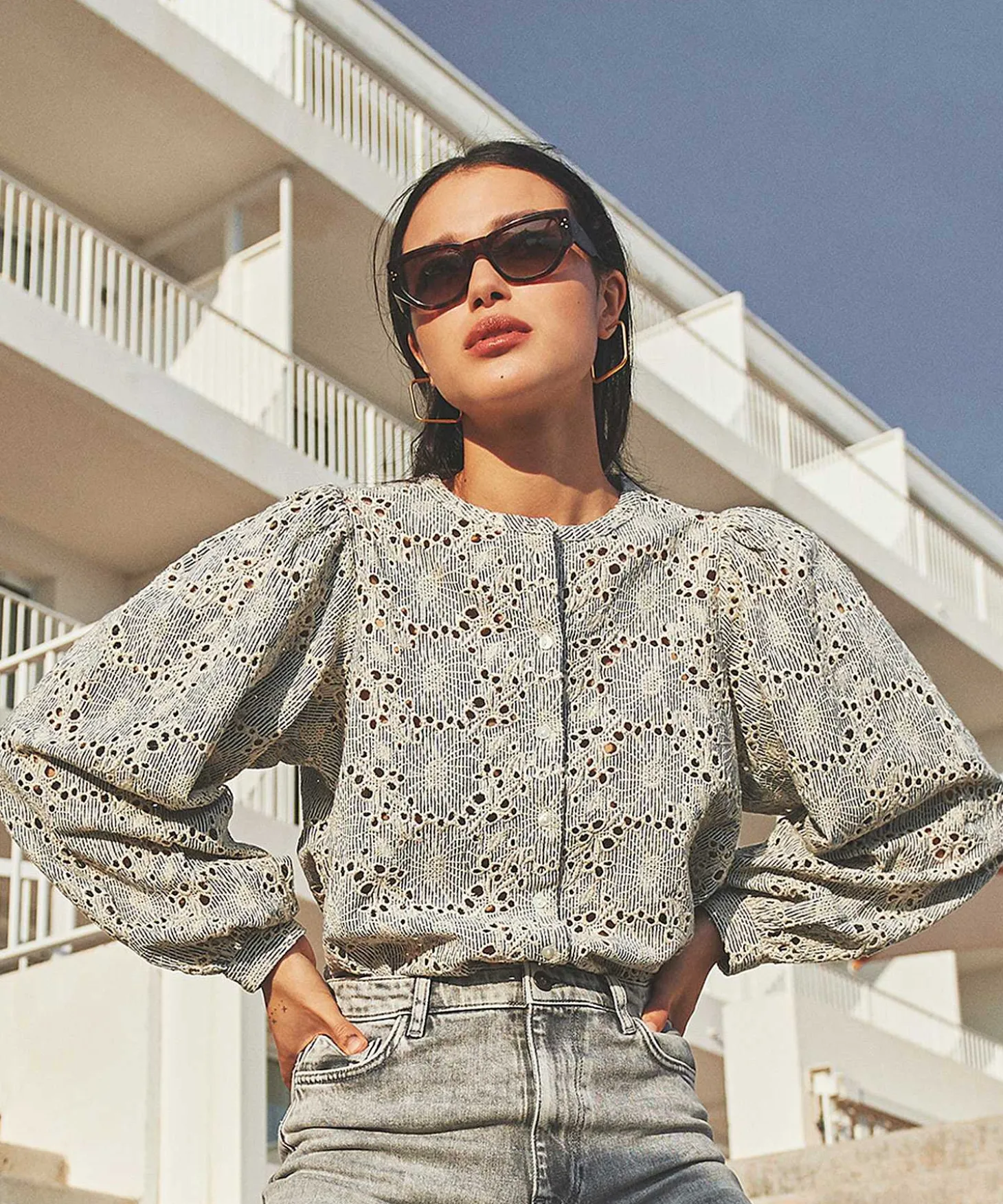 By-Bar Blouse Broderie Pinstripe Rikki