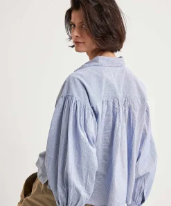 By-Bar Oversized Korte Blouse Pinstripe Sarah