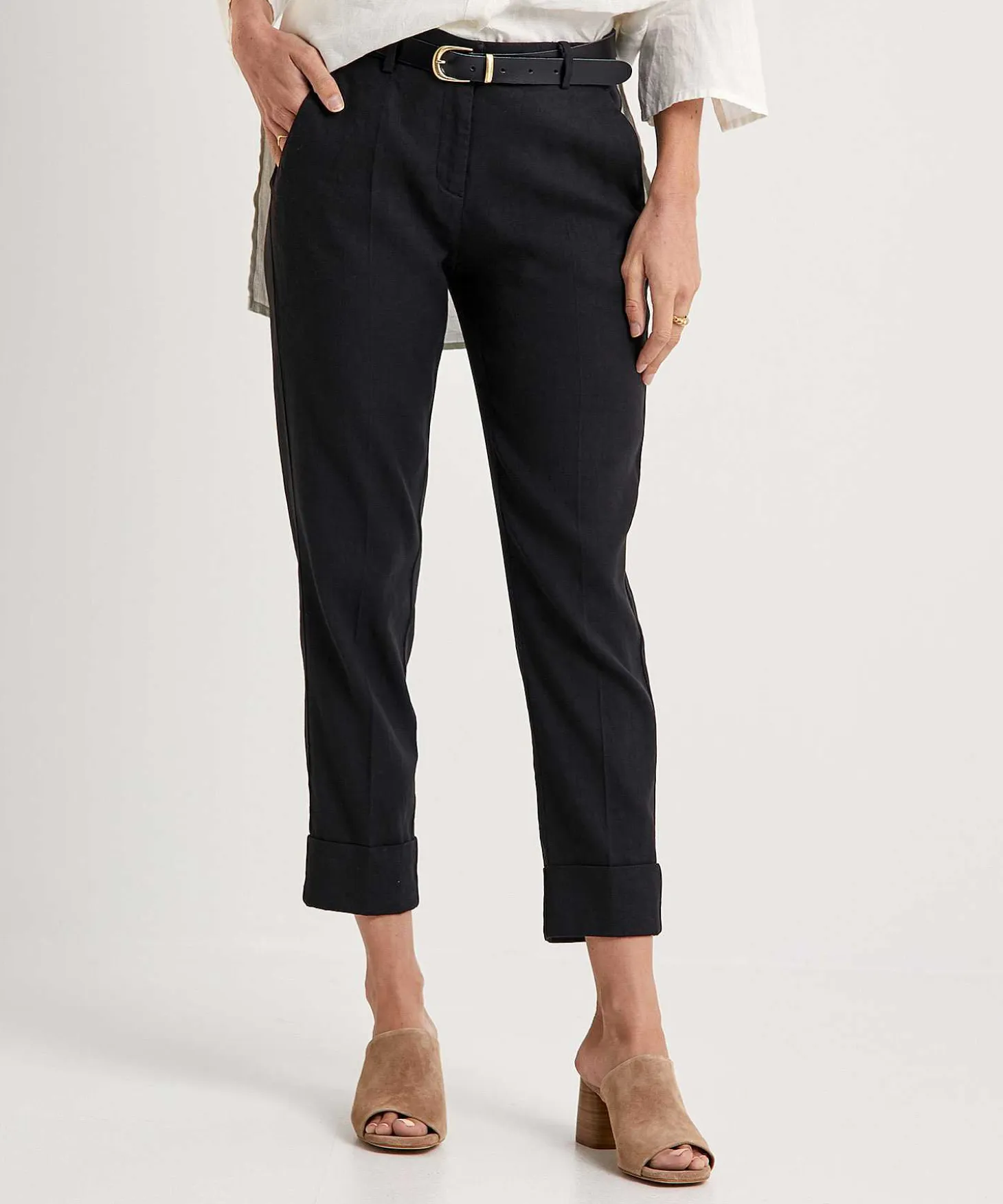 Cambio Cropped Pantalon Linnenmix Krystal