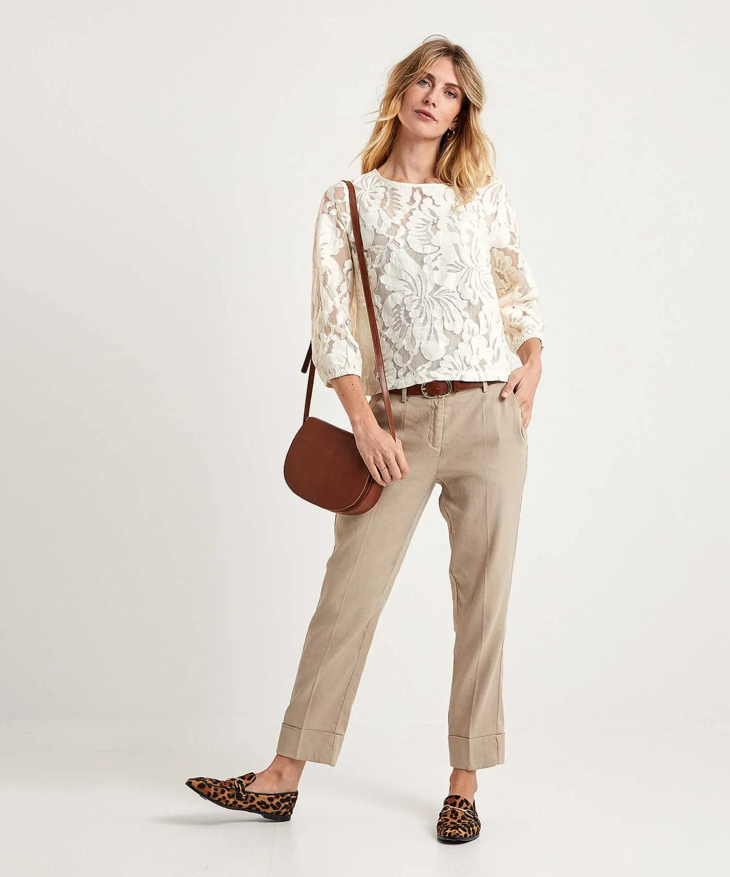 Cambio Cropped Pantalon Linnenmix Krystal