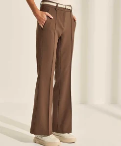 Cambio Flared Pantalon Pintucks Fawn