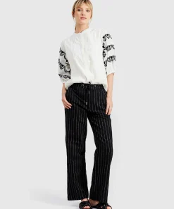 Giulia E Tu Broek Linnen Streep