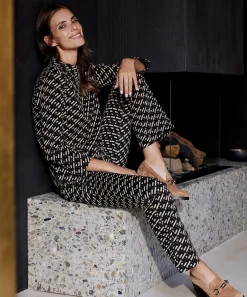 Giulia E Tu Flared Broek Grafisch Jacquard