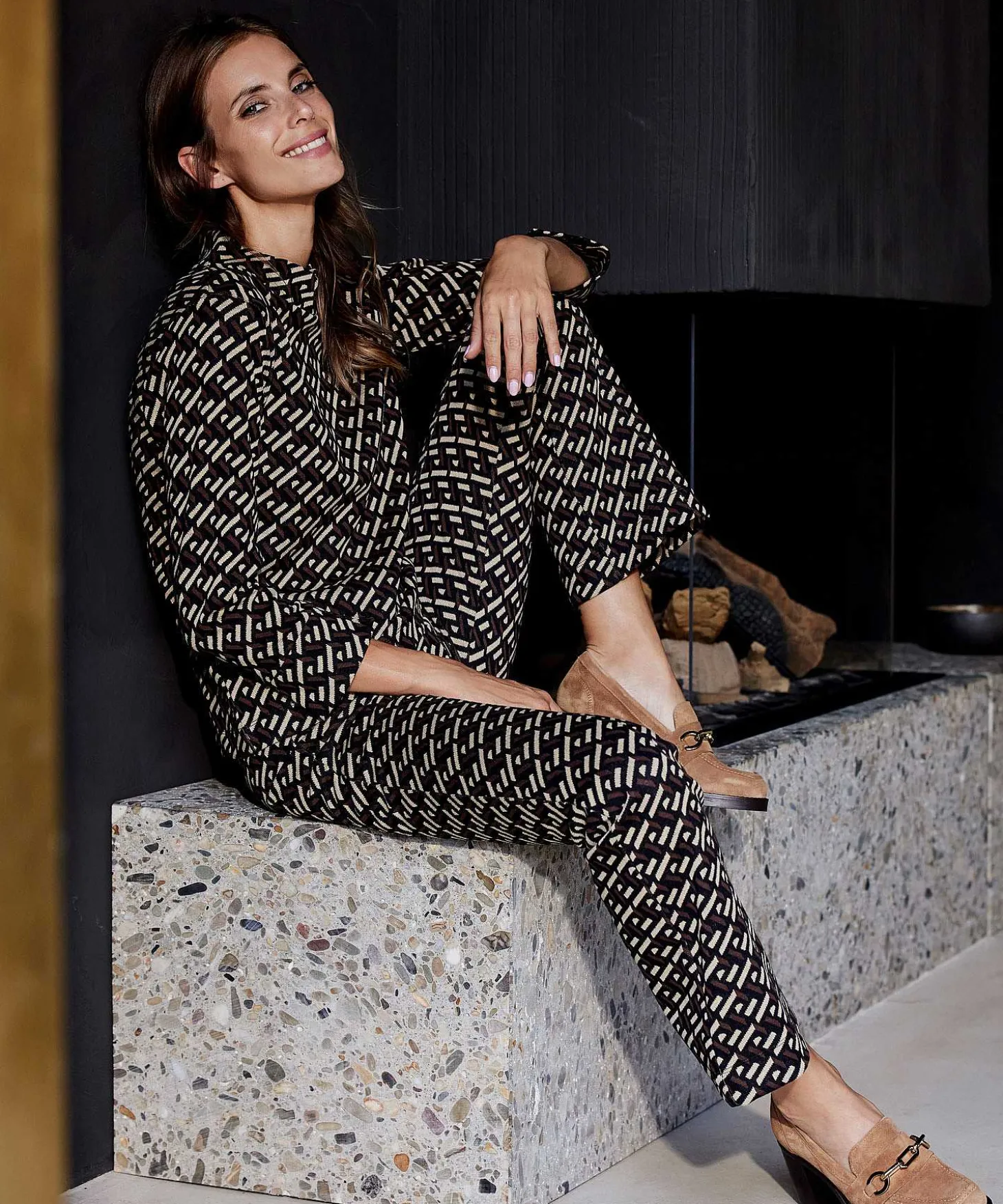 Giulia E Tu Flared Broek Grafisch Jacquard