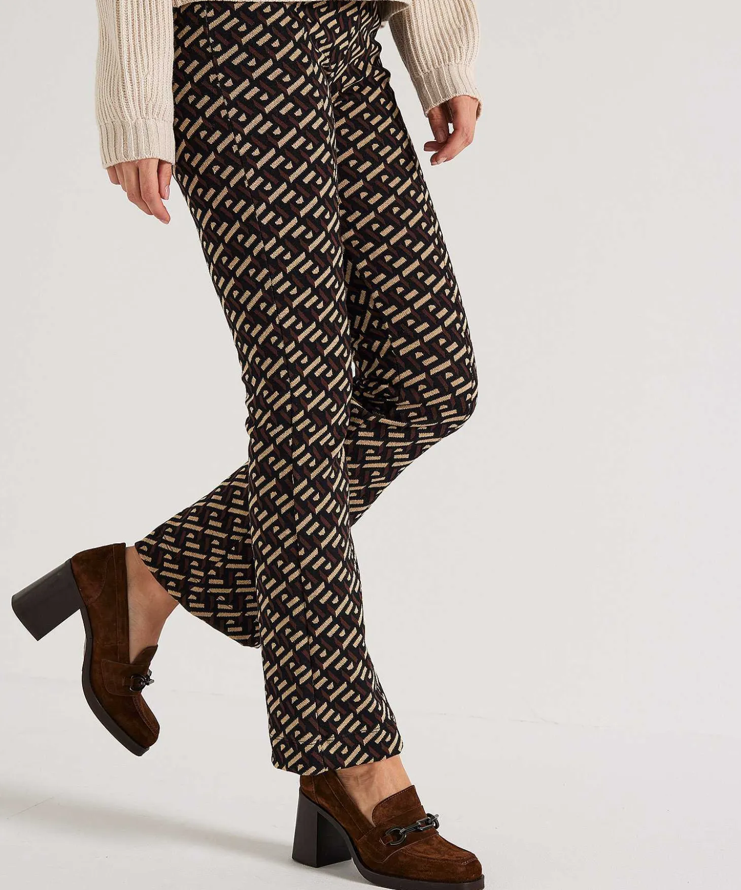 Giulia E Tu Flared Broek Grafisch Jacquard