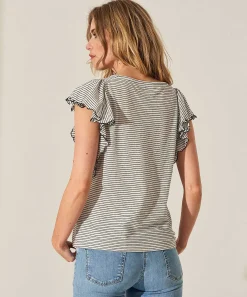 Giulia E Tu Volant Shirt Fijn Streepje