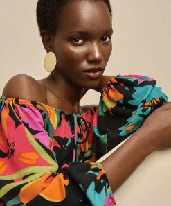 Joseph Ribkoff Off-Shoulder Top Tropical Flower