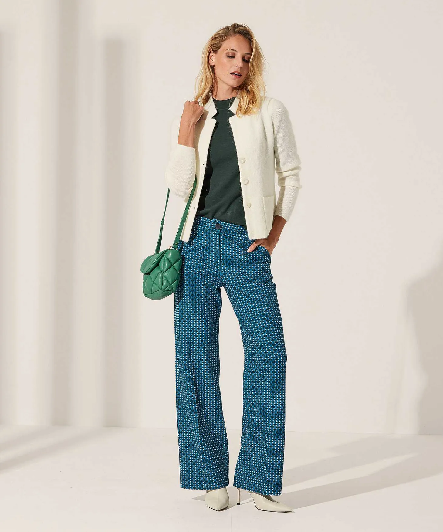 Kyra Multicolor Structuur Wide Leg Broek Ferris