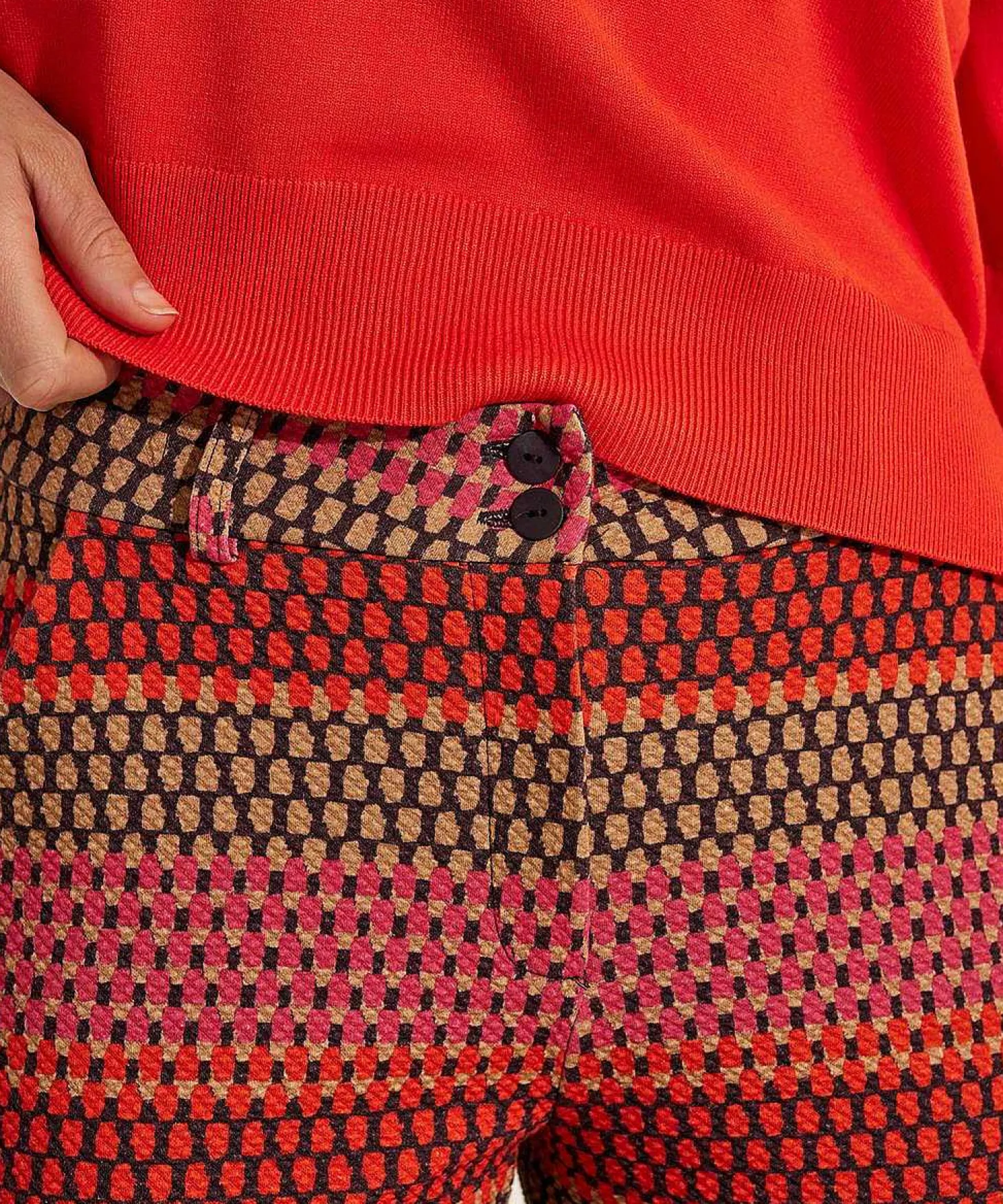 Kyra Multicolor Structuur Wide Leg Broek Ferris