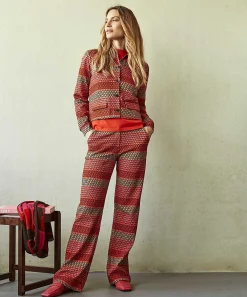 Kyra Multicolor Structuur Wide Leg Broek Ferris