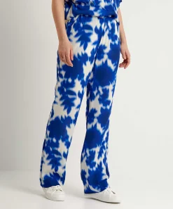 Kyra Wide Leg Broek Floral Print Iris