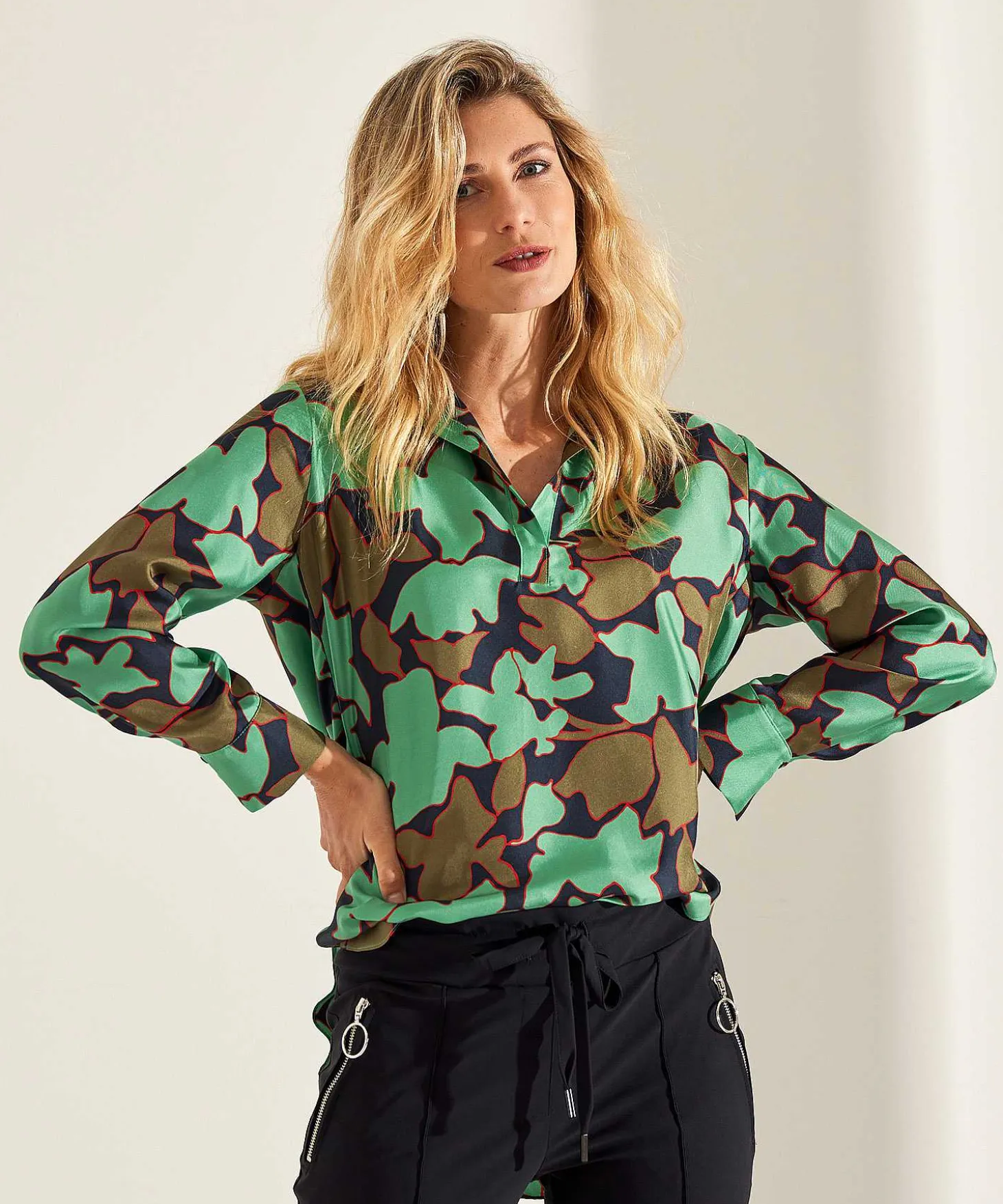 Lasalle Blouse Bladprint Zijde New York