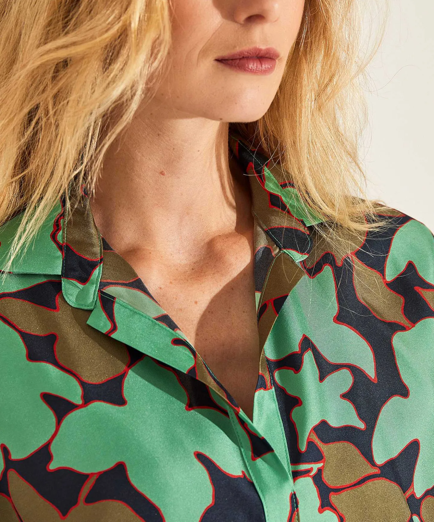 Lasalle Blouse Bladprint Zijde New York