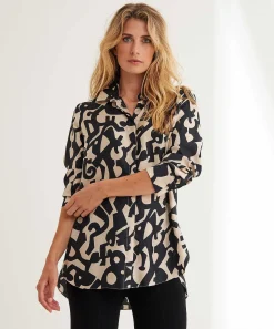 Lasalle Blouse Two-Tone Print Zijde Cairo
