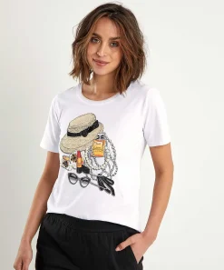 Leo & Ugo T-Shirt Fashionprint Met Pareltjes