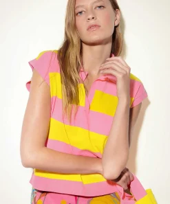 Luisa Cerano Poloshirt Mouwloos Strepen