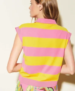 Luisa Cerano Poloshirt Mouwloos Strepen