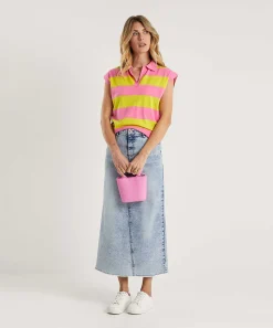 Luisa Cerano Poloshirt Mouwloos Strepen