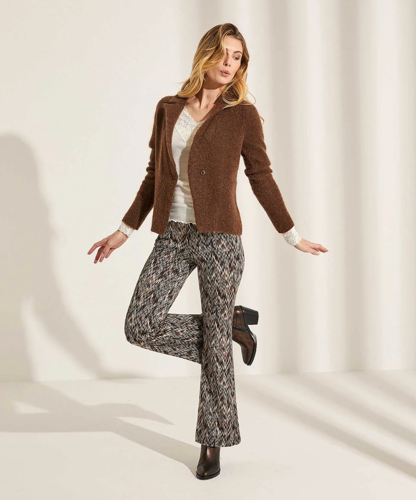Mac Jeans Bootcut Broek Zigzag Jacquard