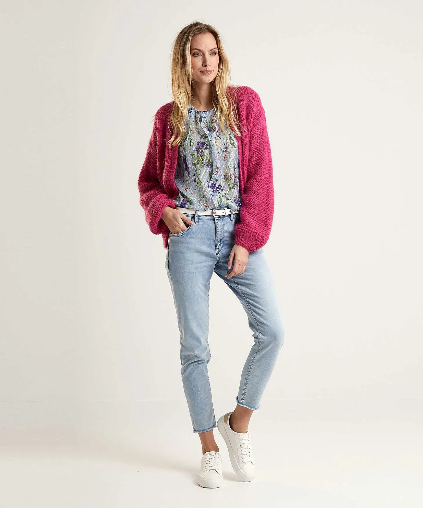 Marc Cain Blouse Bloemenprint Met Roezelrandje