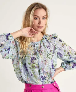 Marc Cain Blouse Bloemenprint Met Roezelrandje