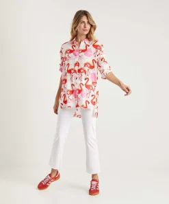 Marc Cain Lange Cotton Voile Blouse Flamingo