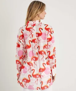 Marc Cain Lange Cotton Voile Blouse Flamingo