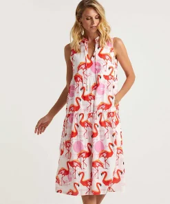 Marc Cain Mouwloze Jurk Flamingo