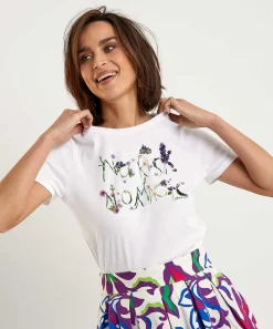 Marc Cain Shirt Met Bloemen Letterprint
