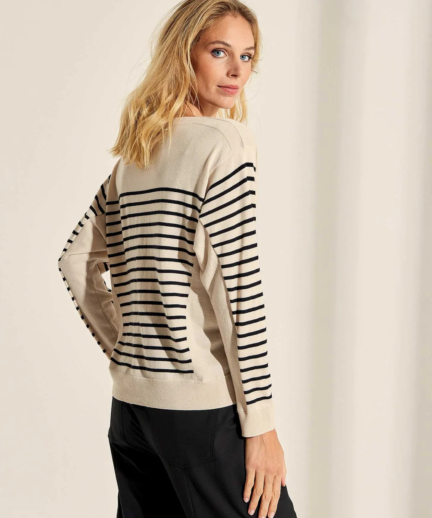 Marc Cain Sports Trui Streep Vleermuismouw Wolmix