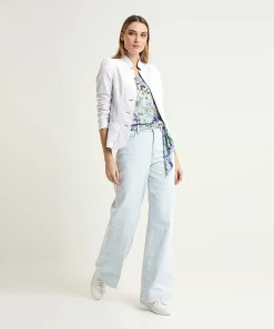 Marc Cain T-Shirt Bloemenprint Plissedetail