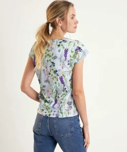 Marc Cain T-Shirt Bloemenprint Plissedetail