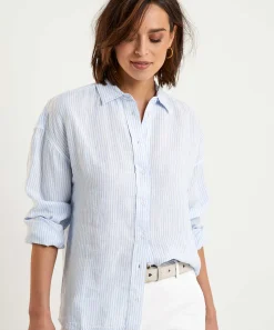 Moscow Linnen Blouse Strepen Buttons