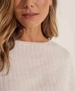 No Man's Land Rib Trui Vleermuismouw Merino Wol