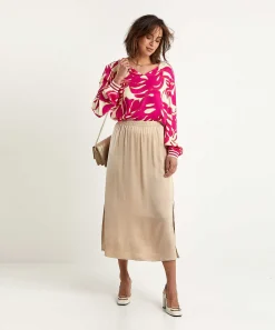 Oui Silky Blouse Bladprint