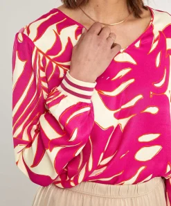 Oui Silky Blouse Bladprint