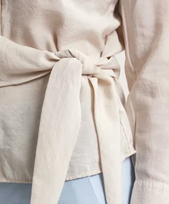 Oui Silky Blouse Met Knoop
