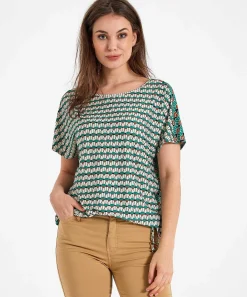 Oui Slinky Shirt Retroprint Aansnoerkoordje