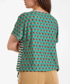 Oui Slinky Shirt Retroprint Aansnoerkoordje