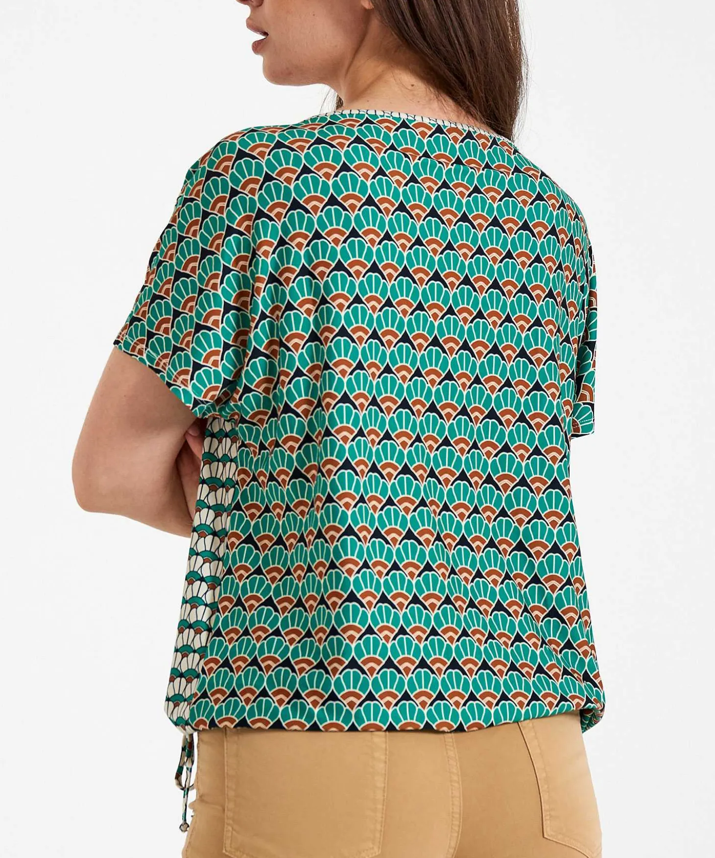 Oui Slinky Shirt Retroprint Aansnoerkoordje