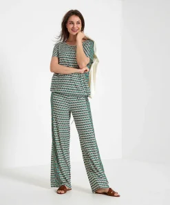 Oui Slinky Shirt Retroprint Aansnoerkoordje