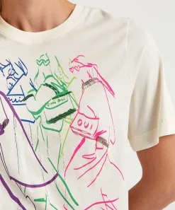 Oui T-Shirt Fashionprint Kraaltjes Multicolor